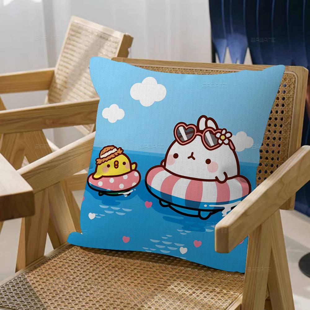 Anime Cute M-Molang Maple Design Cushion Cover Happy Autumn Harvest decor Holiday Decorati Pillow Cover