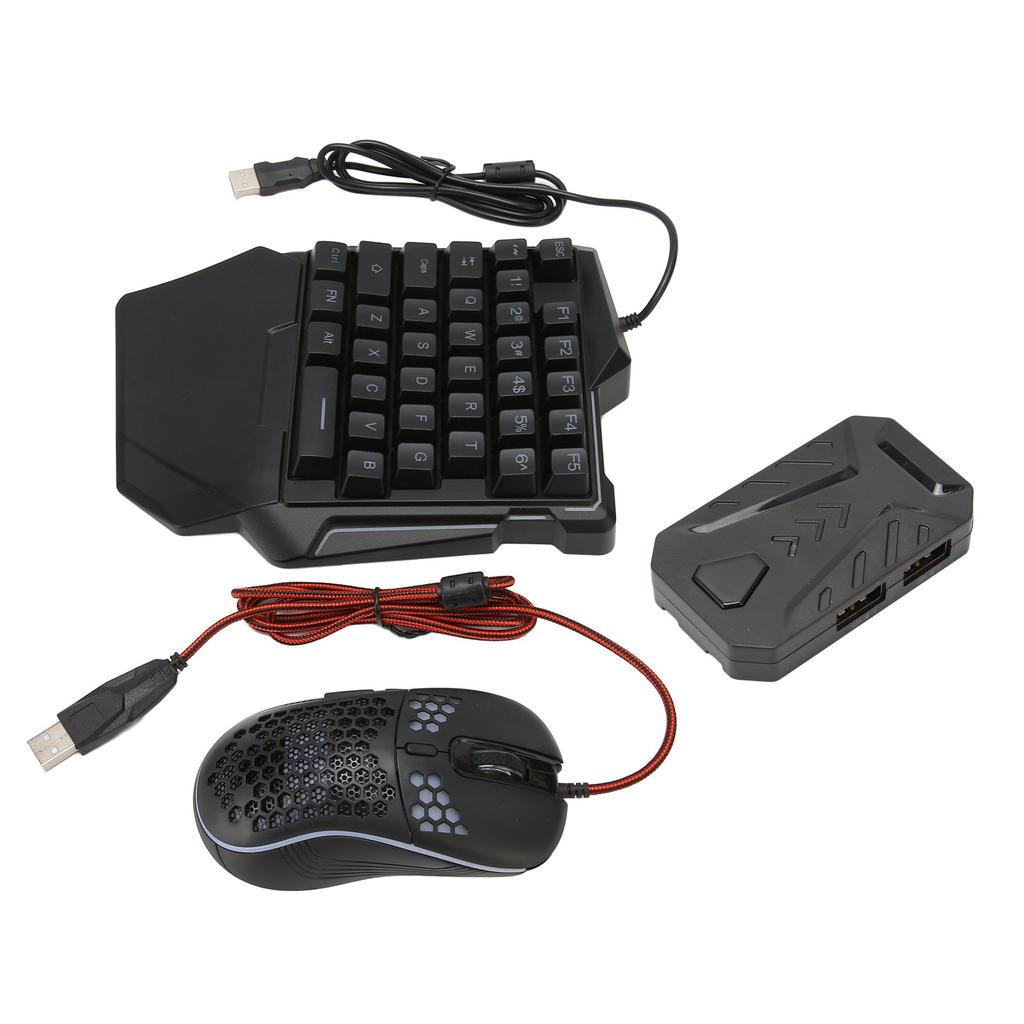 Keyboard and Mouse Converter Set Wired RGB Half Gaming Keyboard with Wired Mouse Converter Adapte Fo