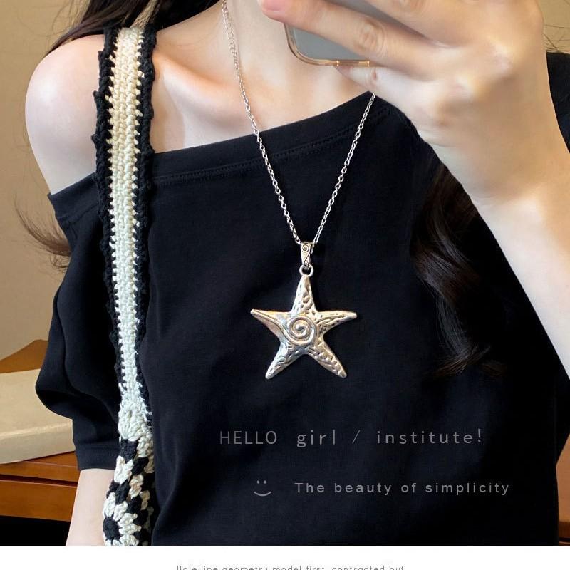 Wind Pentagram Sweater Chain Versatile Fashion Sweater Chain Long Chain Neck Chain Star Necklace Sweater Chain