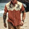 Men's Short Sleeve Cardigan Lapel Hawaiian Shirt Micro Elastic 1D Digital Printing Western Style