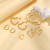 Boucles d'Oreilles Cœur Forme Cœur pour Femmes Anneaux d'Oreille en Acier Inoxydable Bijoux Plaqué Or