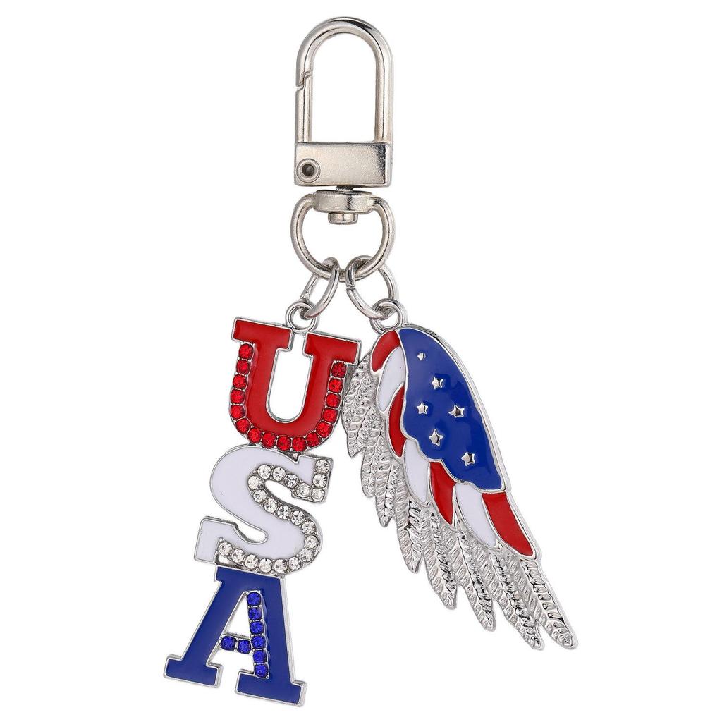 USA Independence Day Star & Flag Keychain Pendant