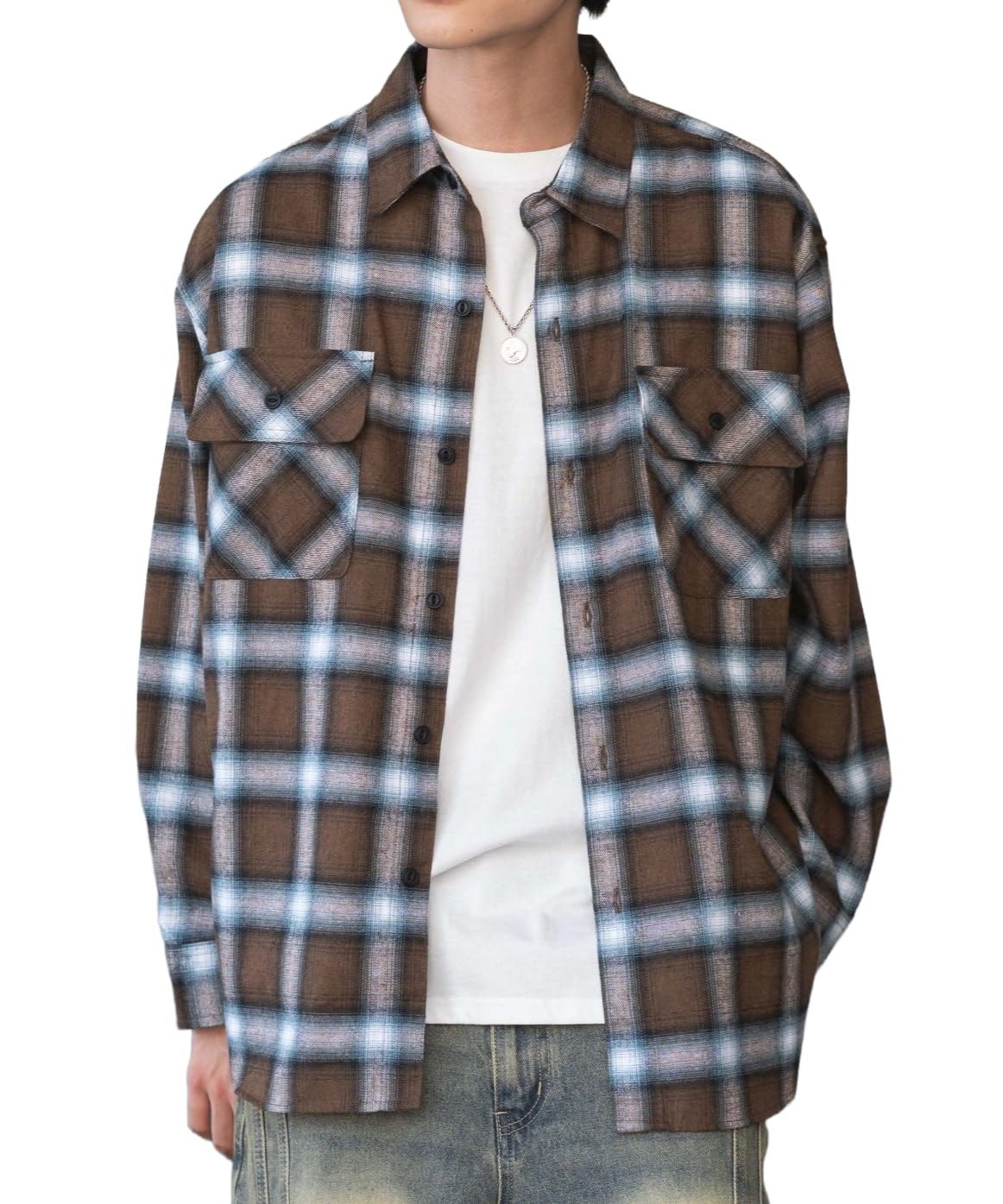 

WEGO Унисекс Омбре Клетка Фланелевая Длинная Клетчатая Оверсайз Размер Узор 3 Рубашка, Рукав, Топ, Одежда Осень/Зима, Силуэт, Подарок, Мужская, Маленький,