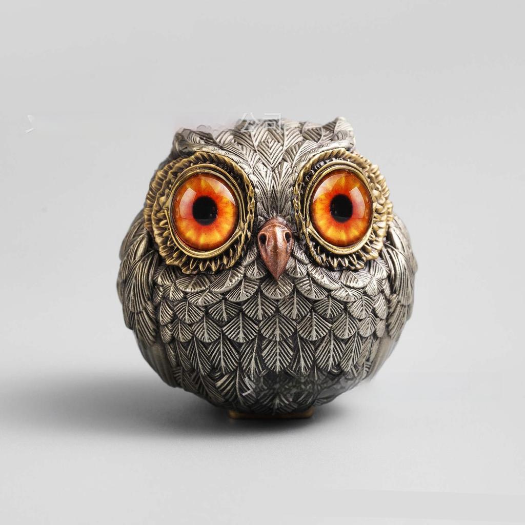 Vintage Big Glass Eyes Owl Beads Resin Figurine Pendant Home Living Room Garden Decorative Ornament For Animal Craft Lovers