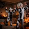 Unterwelt-Meister Beetlejuice Lydia Halloween Kostüm Mit Gestreiftem Polyester Für Kinder Und Erwachsene