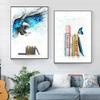 Bücher lesen Lernposter Spritzerfarbe Cartoon Niedlicher Vogel Bildung Wandbilder Leinwandmalerei Kinderzimmer Heimdekor