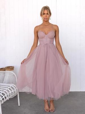 2026 Elegantes Netz-Abendkleid mit Spaghettiträgern