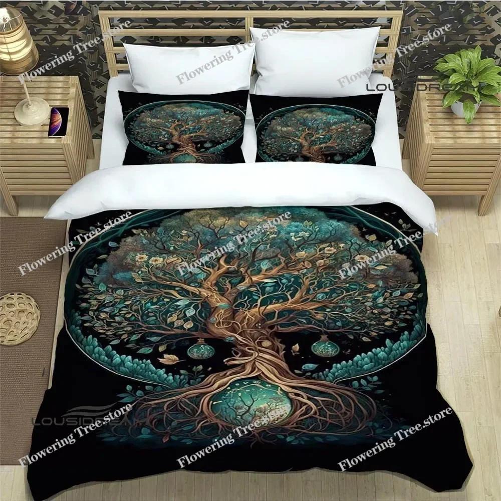 Tree of Life Printed Bedding Sets Exquisite Bed Supplies Set Duvet Cover Bed Comforter Set Bedding Set Luxury Birthday Gift029
