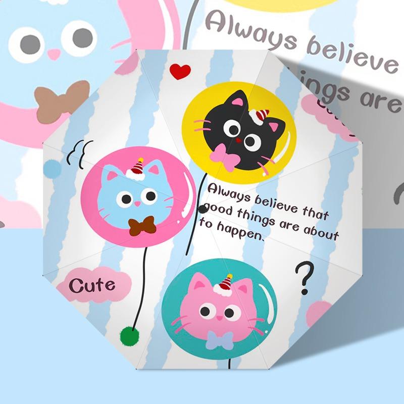 Three-fold automatic umbrella cartoon digital folding umbrella vinyl UV protection sun shade sun umbrella