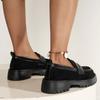 Fashion Black Small Leather Shoes Versatile Thick Sole Single Shoe for Spring Autumn Casual, Simple and Comfortable Women's Shoes