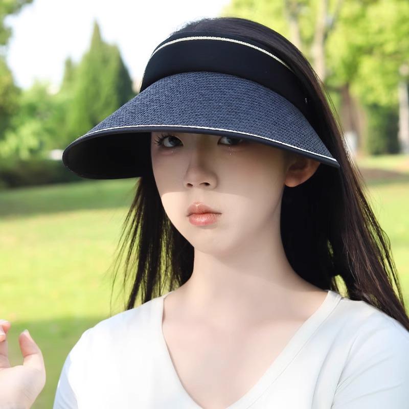 Women's Large Brim Black Straw Sun Hat - Anti-UV Face-Shading Summer Hat