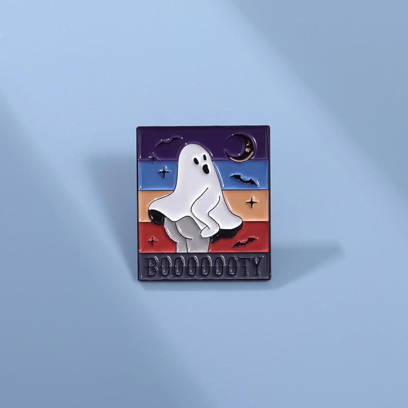 Creative Whimsical Halloween Ghost Brooch Pin Charming Metal Badge For Festive Wear