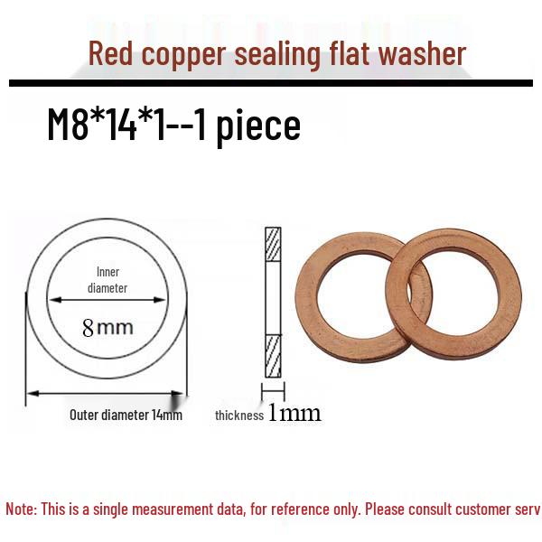 Annealed Red Copper Gasket Washer Pad for Sealing Fastener, M4-M34
