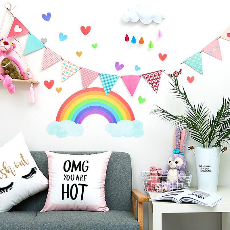 Cartoon Rainbow Clouds Luminous Wall Sticker For Baby Kids Room Bedroom Home Wallpaper Glow In The Dark Stickers