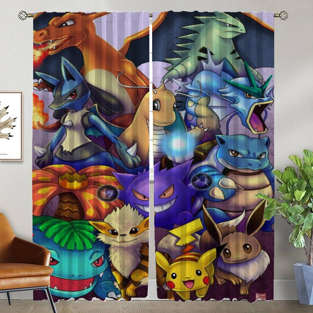 

Оконная штора для комнаты 2 панели P-pokemones Хэллоуин украшения тюль для спальни жалюзи шторы детская комната перегородка гостиная W107xH241cmx2pcs-CL