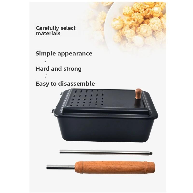 Cast Iron Popcorn Pot Anti-stick Camping Cookware DIY Homemade Popcorn Making Kitchen Tool