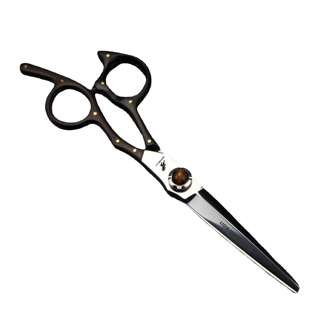 6.0 Inch Black Sandalwood Handle Nimpson Hair Scissors Haircut Flat Scissors Bangs Scissors Thin Scissors Vg10