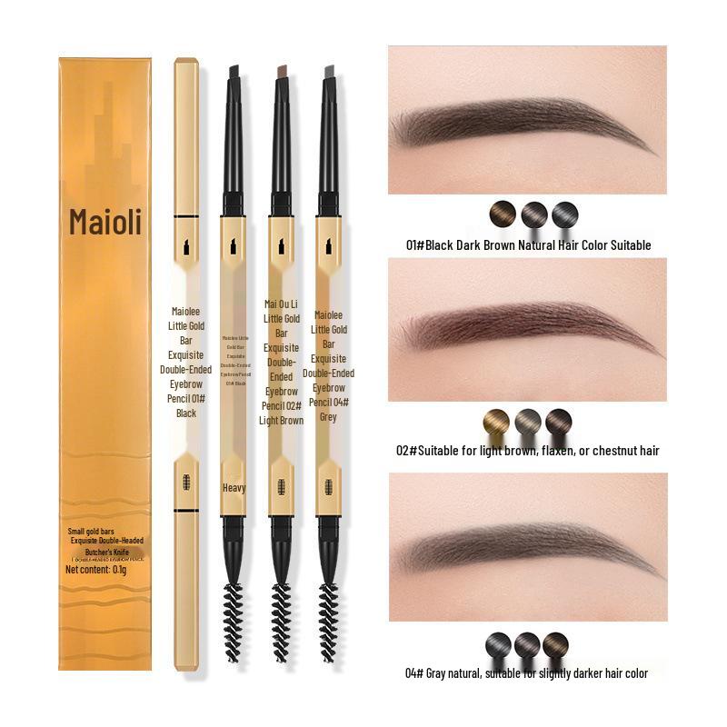 Ultra-Fine 3D Smudge-Proof Double-Ended Eyebrow Pencil with Triangle Tip
