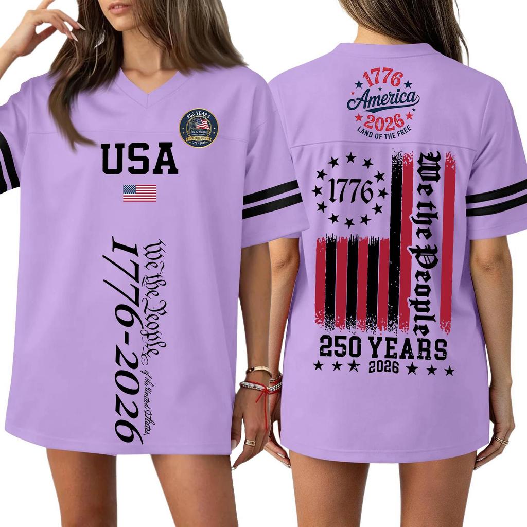 Women's Casual Fashion V-Neck Sports Independence Day Print Short Sleeve Sports T-Shirt Top