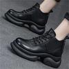 Soft-soled Soft Leather Thick-soled Martin Boots New Velvet Heightening British Style Short Boots In Autumn and Winter