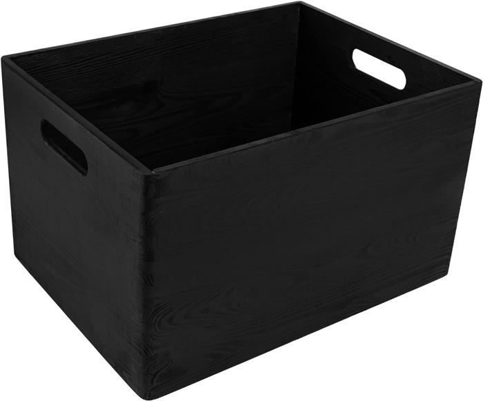 Boîte de Rangement en Bois Creative Deco Noire 39x29x23cm avec Poignées
