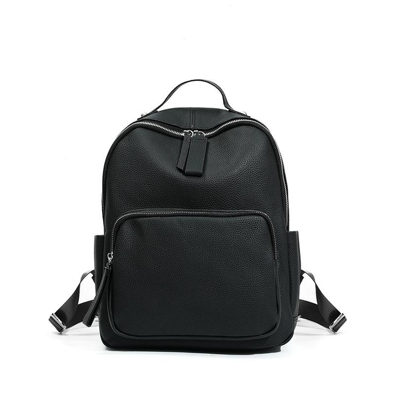 School bag, large-capacity student travel backpack, can hold computer travel, lightweight, high-end leather women's backpack.