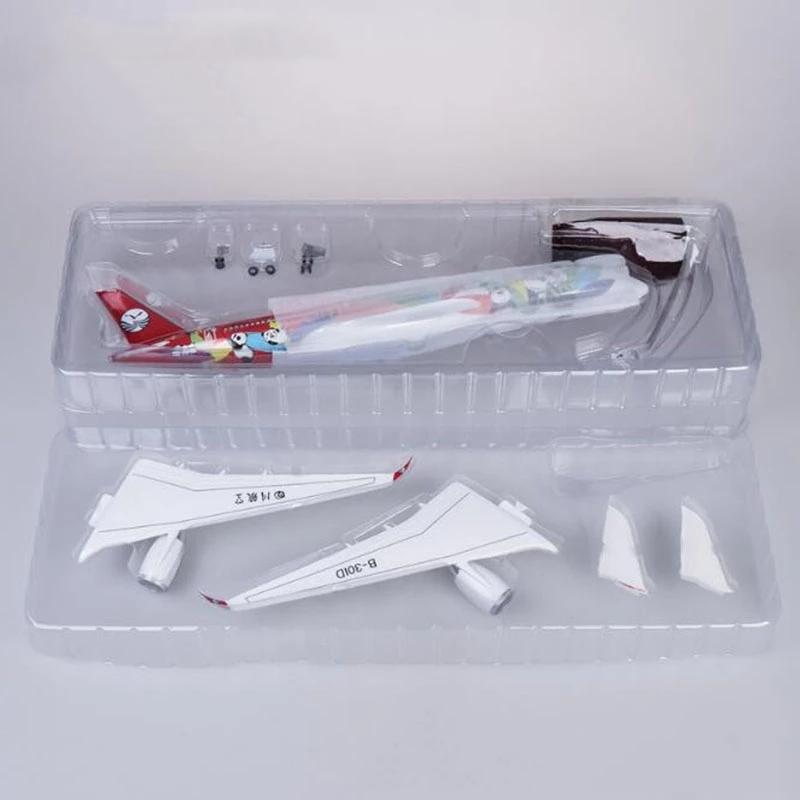 Plane Resin Plastic Diecast 47CM 1/142 Scale Airline Airbus A350 Sichuan Panda Airplane Model W Light and Wheel Holiday Decor
