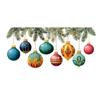 Christmas Color Ball and Pine Branch Electrostatic Window Stickers - Snow Scene Decoration