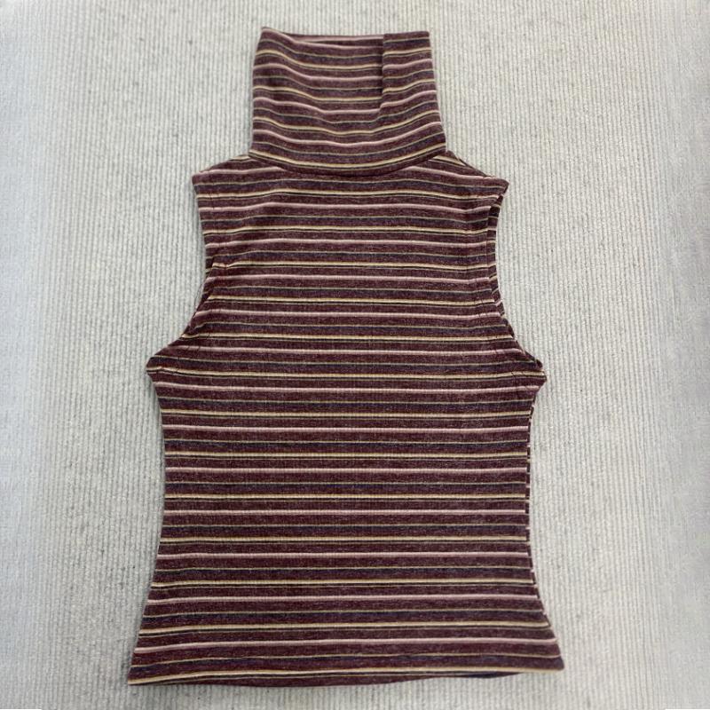 European and American Summer Retro High Neck Striped Slim Fit Vest