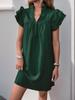 Summer Style Loose Straight Dress - Casual Vacation Stand Collar Solid Color European and American Fashion