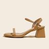 Sandali Peep-Toe con Tacco Chunky Stile Fatato - Calzature Estive da Donna Morbide, Comode, Senza Tallone, a Fascia Singola.