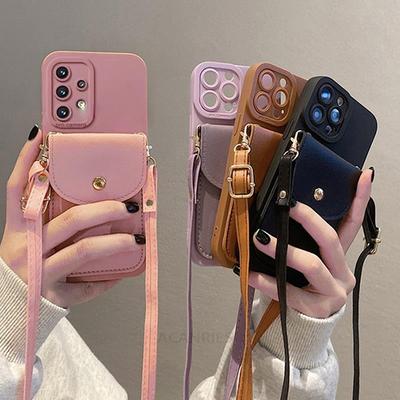 Lanyard Crossbody Card Slot Bag tartó tok Samsung S24 S23 S22 Ultra S21 S20 Fe A14 A24 A34 A54 A13 A23 A33 A53 A12 A22 A32 A52/Redmi 12C 12 13C