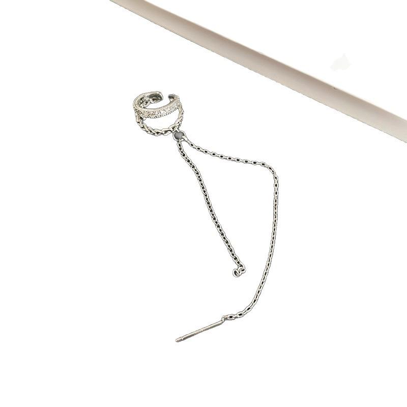 Zirconia Double Layer Ear Clip: No-Pierce Tassel Cartilage Accessory for Women