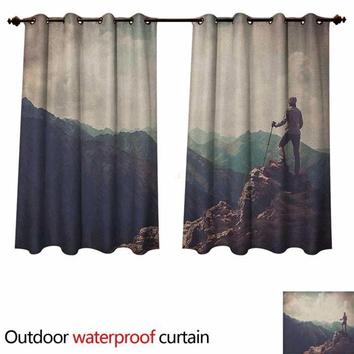 Rideau extérieur - Anshesix - W96 x L72 pouces - Photo des sommets italiens - Résine synthétique - Surréaliste - Patio