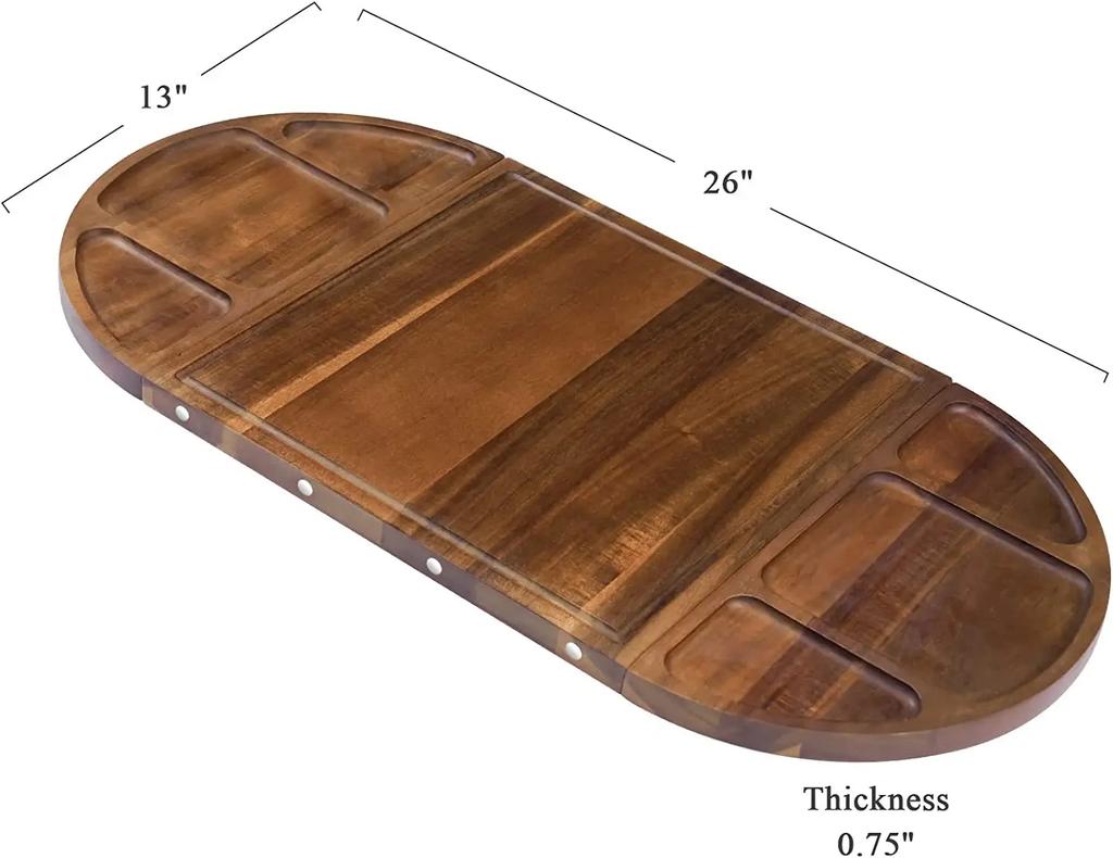 1pcs Multipurpose Wooden Steak Cutting Board with Cheese Plate - Kitchen Chopping Board for Bread Vegetables Fruits