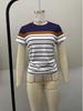 2026 Women's Striped Slim-Fit Pleated Round Neck Short Sleeve T-Shirt