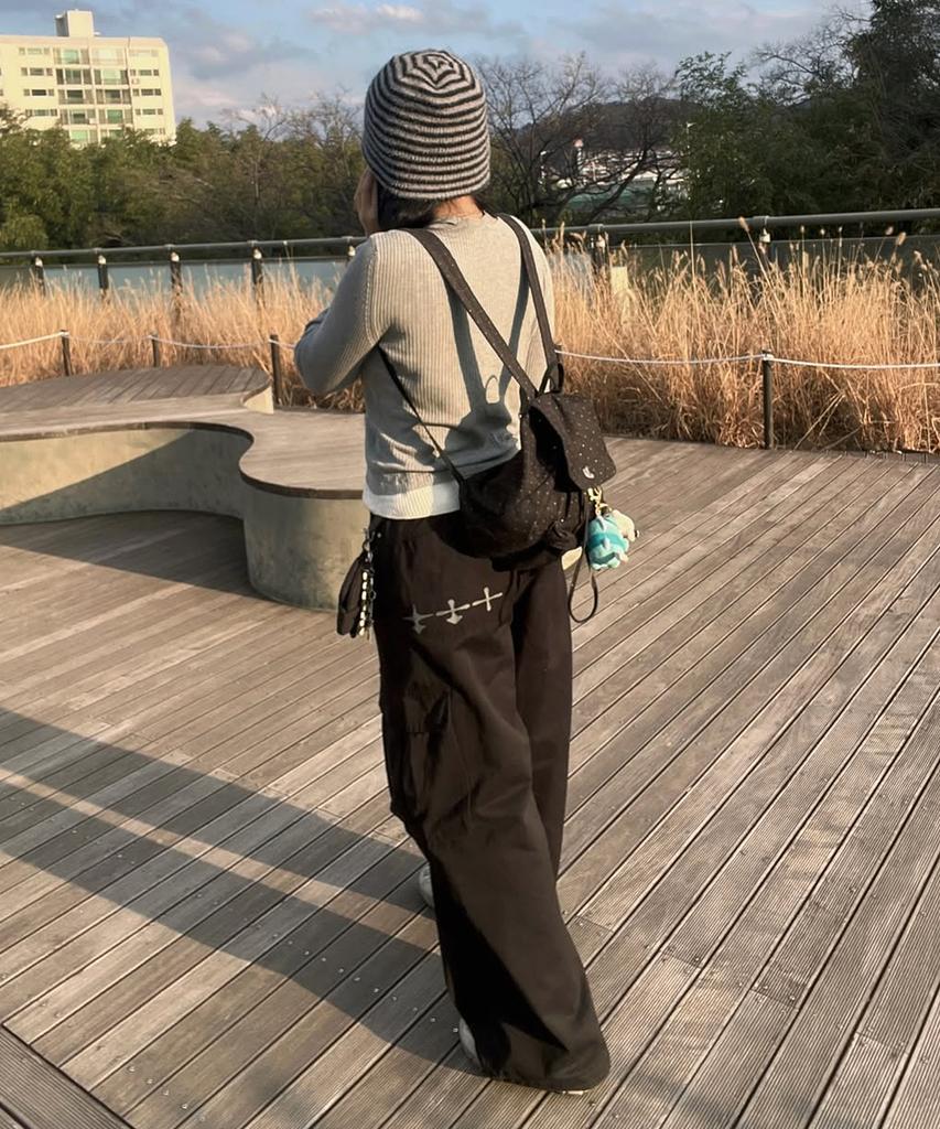 Lougeu Onbon Logo Cargo Pants_Black