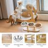 Comedero elevado para gatos y perros, soporte de madera ajustable con 3 tazones inclinados
