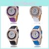 Stylish Women's Quartz Watch With Rhinestones And Pearl Shell Face Elegant Pu Strap