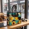 Sunflower Leopard Print Tote Bag Large Capacity Casual Daily Handbag for Women Outdoor Shopping Commuting Use