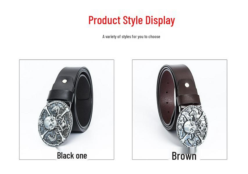 Men's Trendy Casual Cowhide Leather Belt with Alloy Smooth Buckle