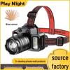 Smart Induction Headlamp: Outdoor Patrol Camping Spotlight with Strong Light, Long Battery Life, and Rotating Zoom