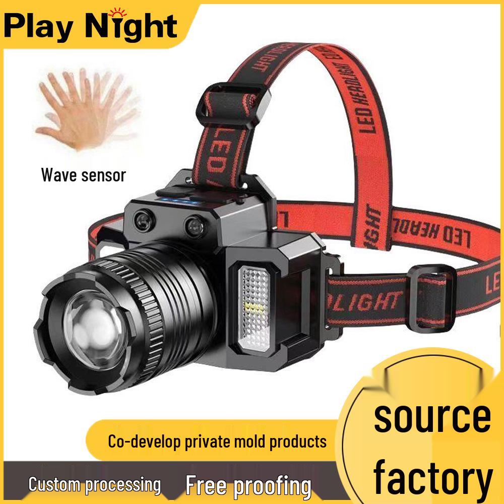 

Smart Induction Headlamp: Outdoor Patrol Camping Spotlight with Strong Light, Long Battery Life, and Rotating Zoom