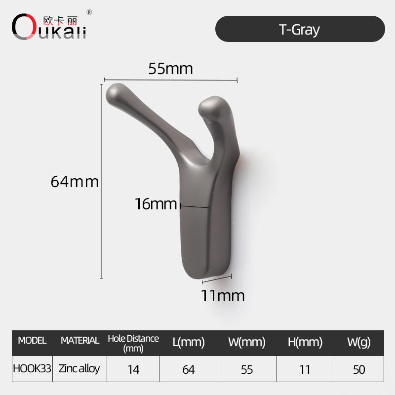 Oukali Furniture Modern Bathroom Black Cloths Hat Solid Metal Wall Hooks