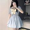 Bubble Sleeve Bow JK Dress Women's Summer Middle School High School Student College Wind On the Run Princess Girl Dress