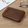 Crazy Horse Leather Zero Wallet Men's Retro Genuine Belt Keyring Leather Coin Bag Key Bag