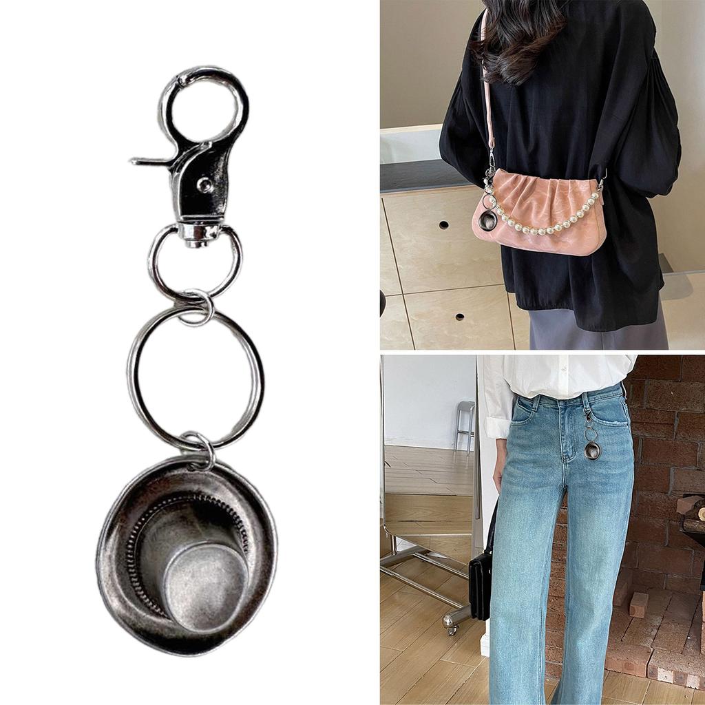 Vintage Cowboy Hat Keychain Charm Fashionable Keyrings Personalized Bag Hanging Accessory for Men and Women