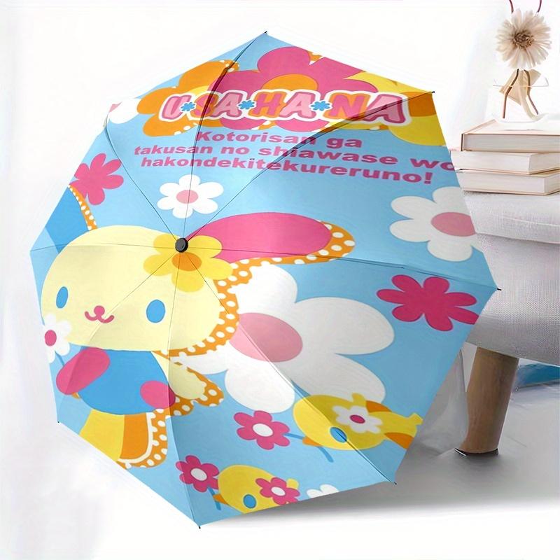 Usahana,Sanrio Automatic Folding Umbrella Simple 8 Rib Design, Bright Cartoon Pattern, Durable Iron Frame, Suitable For Travel, Outdoor, Bea