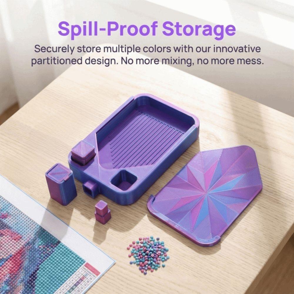 Multi-Color Partitioned Rhinestone Storage Tray Silky  Painting Accessories  for Adults