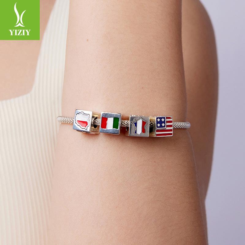 S925 Sterling Silver American Polish Commemorative Beads Popular Cube Collection Loose Beads Beads